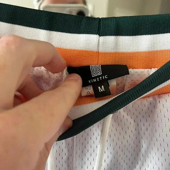 629 Kinetic Men's Mesh Athletic Shorts Size Medium Color White Green - Picture 3 of 4